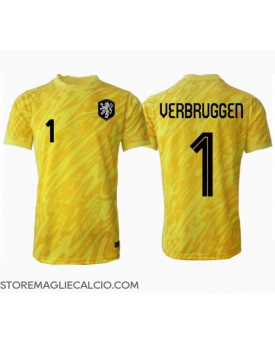 Paesi Bassi Bart Verbruggen #1 Portiere Maglia Gara Trasferta Repliche Europei 2024